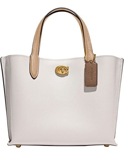 COACH Colorblock Leather Willow Tote 24 - White