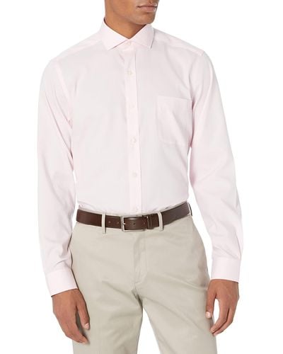 Buttoned Down Tailored Fit Solid Non-iron Dress Shirt No Pocket Cutaway Collar - Pink
