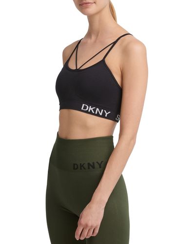 DKNY Womens Performance Support Yoga Running Sports Bra - Black