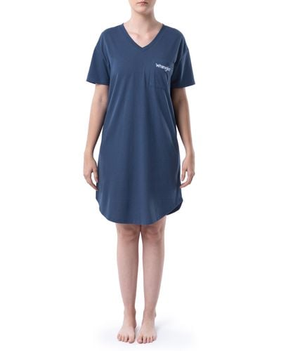 Wrangler Short Sleeve V-neck Sleepshirt - Blue