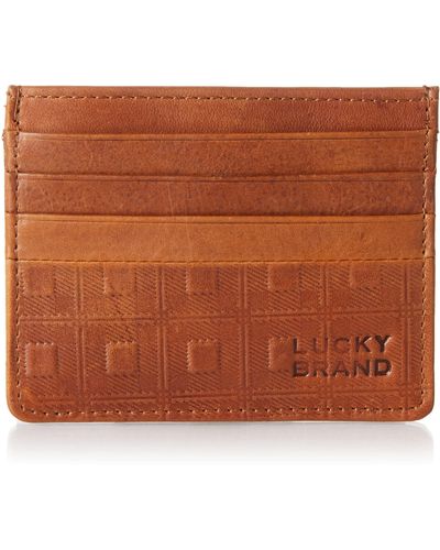 Lucky Brand Embossed Leather Card Case - Brown