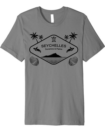Seychelles Palms Sunshine Sea Turtle Souvenir Island Gift Premium T-shirt - Gray