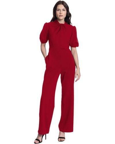 Donna Morgan Sleek Style Jumpsuit Office Workwear Event Guest Of - Red
