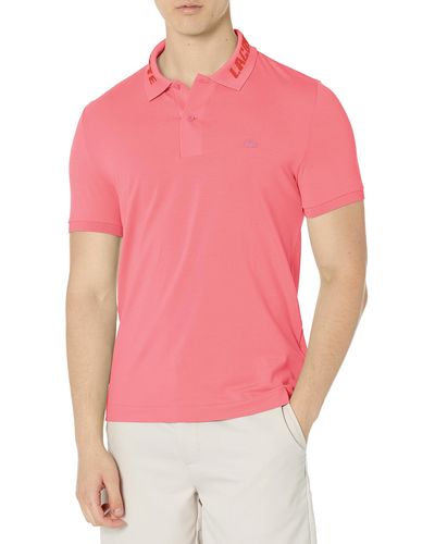 Lacoste S Contemporary Collections Short Sleeve Semi Fancy Branded Collar Polo Shirt - Pink