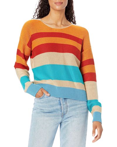 Pendleton Bold Stripe Cotton Pullover Sweater - Blue