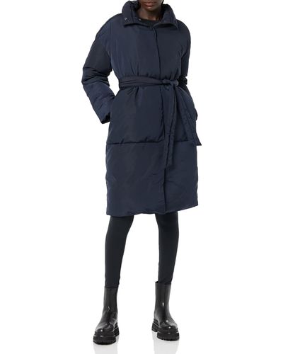 Daily Ritual Padded Belted Puffer Jacket - Blue