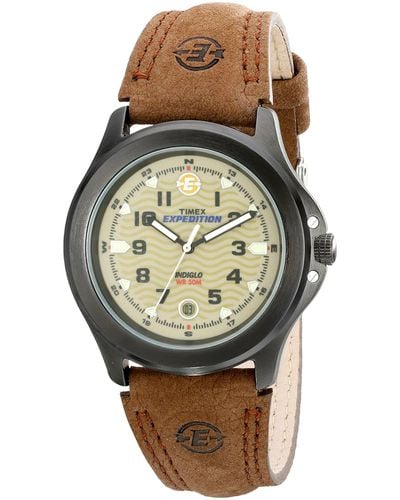 Timex T47012 Expedition Metal Field Brown Leather Strap Watch