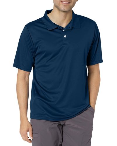 Hanes Mens Short Sleeve Cool Dri Performance Polo Shirts - Blue