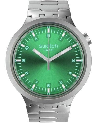 Swatch Dress Green Stainless Steel Quartz Big Bold Irony Forest Face