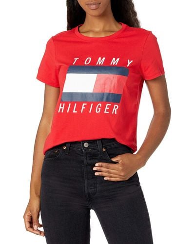 Tommy Hilfiger Short Sleeve Crew Neck Logo T-shirt - Red