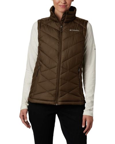 Columbia Heavenly Water Resistant Insulated Vest Olive Green - Brown