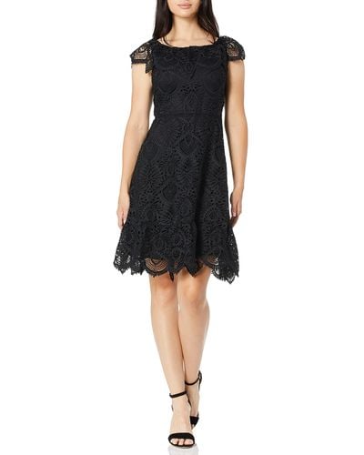 Shoshanna Agustina Lace Fit And Flare Dress - Black