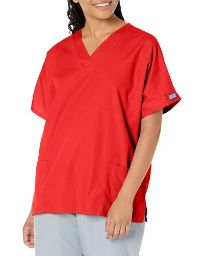 CHEROKEE V Neck Scrubs Shirt - Red