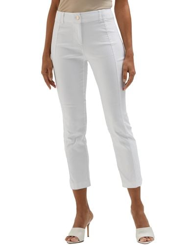 Rafaella Satin Luxe Straight Leg Crop Pant - White