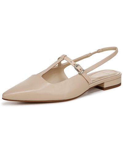 Vince Iliana Pointed Toe Slingback Flat Birch Sand Beige Leather 9 M - Natural