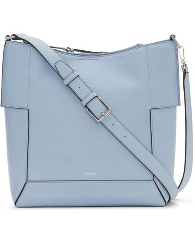 Calvin Klein Aura North/south Convertible Hobo Shoulder & Messenger Bag - Blue