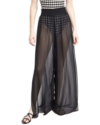 Ramy Brook Standard Textured Athena Side Slit Pant - Black