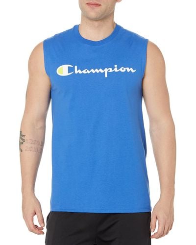 Champion Mens Classic Jersey Muscle Tee - Blue