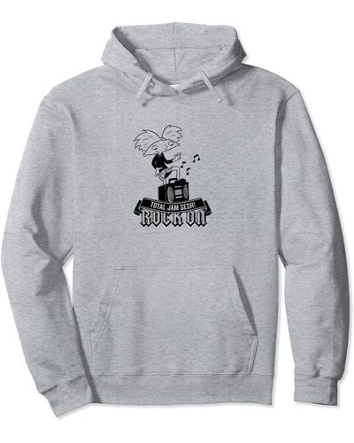 Amazon Essentials Hey Arnold Total Jam Sesh Rock On Pullover Hoodie - Gray
