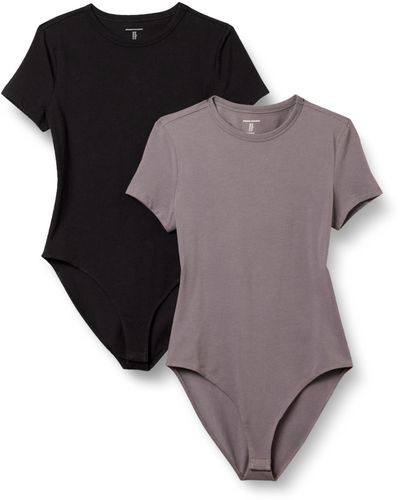 Amazon Essentials Body Tipo Camiseta de Corte Entallado en Punto de algodón elástico Mujer - Gris