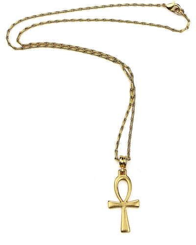 Ben-Amun Egyptian Inspired Cross 24k Gold Plated Statement Necklace Made In New York - Metallic