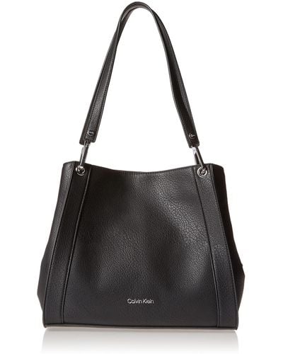 Calvin Klein Reyna Novelty Triple Compartment Shoulder Bag - Black
