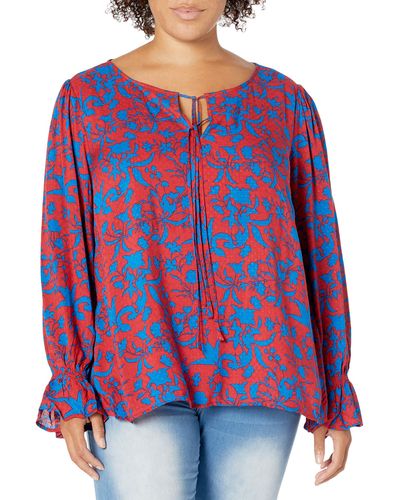 Jessica Simpson Sassie Elegant Long Sleeve Blouse - Red