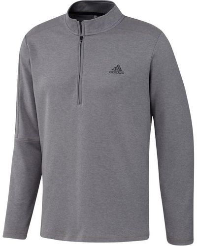 adidas Golf 3-stripes Recycled Polyester Quarter Zip Pullover - Gray