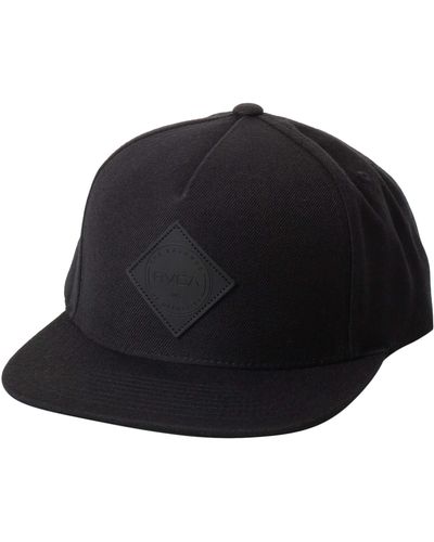RVCA Mens Adjustable Snapback Straight Brim Hat - Black