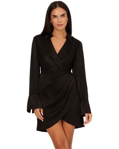 Adrianna Papell Short Satin Dress - Black