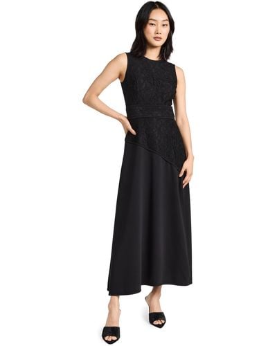 Shoshanna Paisley Lace Crepe Chestnut Dress - Black