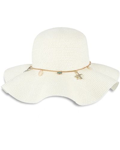 Jessica Simpson Wide Brim Straw Hat - White