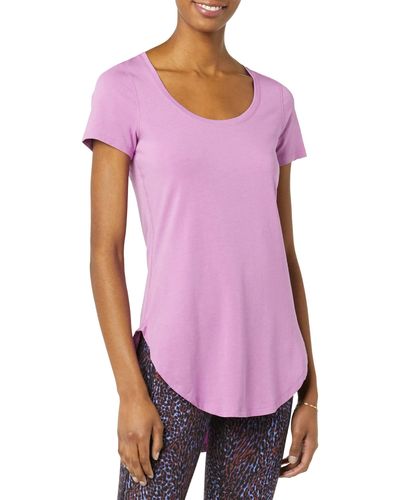 Amazon Essentials Soft Cotton Standard-fit Extra-long Tunic Yoga T-shirt - Purple