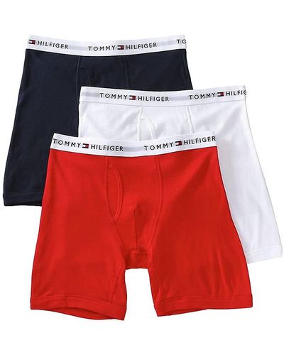 Tommy Hilfiger Men's Multipack Cotton Classics Boxer Briefs Underwear - Red
