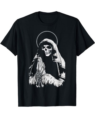 Perry Ellis Death For Praying La-santa Muertes T-shirt - Black