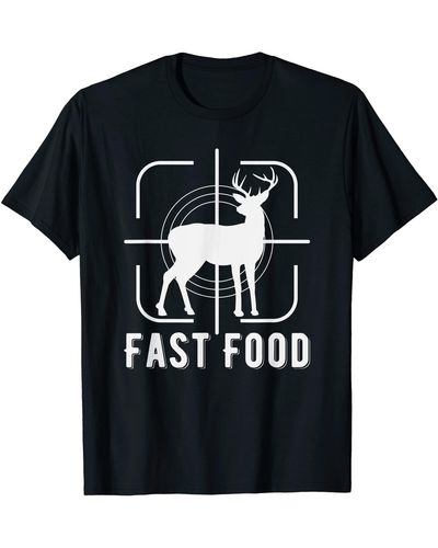 HUNTER Funny Deer Hunting Season Fast Food T-shirt - Black