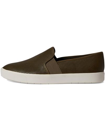 Vince S Blair Slip On Fashion Sneakers Olive Green Perf Leather 10 M - Black