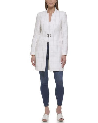 DKNY Women's Cold Weather Winter Long Coat White Size Medium