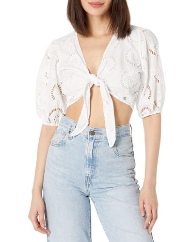 Guess Short Sleeve Silvia Top - White