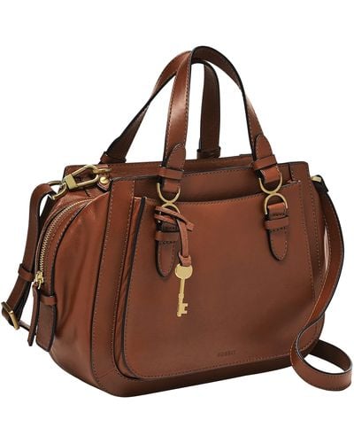 Fossil Jacqueline Satchel Handbag Brown Leather For Zb1501200