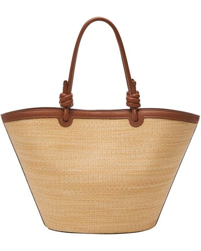 Fossil Straw Tote - Brown