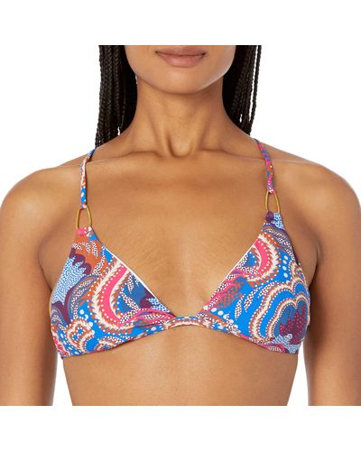BCBGMAXAZRIA Standard Adjustable Triangle Bikini Swimsuit Top - Blue