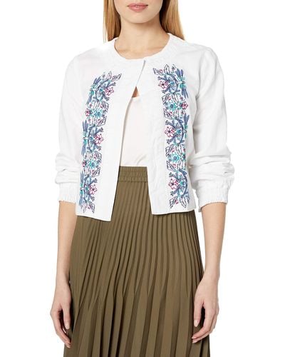 Nanette Lepore Crop Jacket With Embroidery - White
