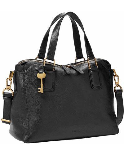 Fossil Jacqueline Eco-leather Satchel Purse Handbag - Black