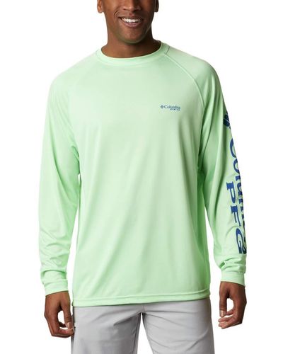Columbia Sportswear Terminal Tackle Long Sleeve Shirt, Key West/vivid Blue Logo, X-large - Green