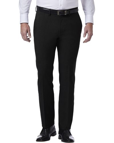 Kenneth Cole Reaction Stretch Heather Tic Slim Fit Flat Front Dress Pant - Black