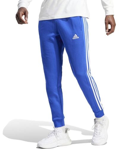 adidas Essentials Fleece Tapered Cuffed 3-stripes Pants - Blue