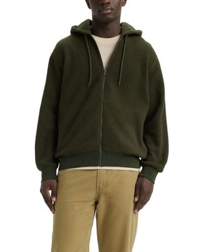 Levi's All Over Sherpa Zip Up, - Green