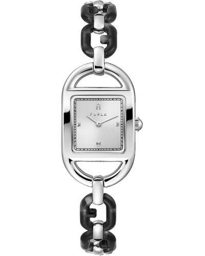 Furla Stainless Steel W/black Acetate Bracelet Watch - Multicolor