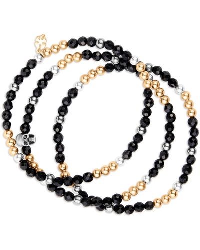 Lucky Brand Two-tone 3-pc. Set Gemstone Beaded Stretch Bracelets - Black